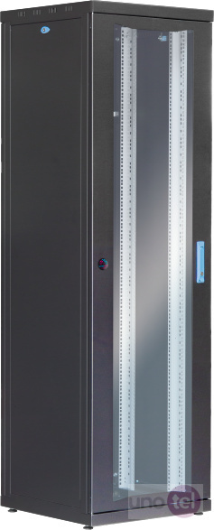 Szafa rack 27U 600x600 drzwi szklane przód/metalowe tył WireArte