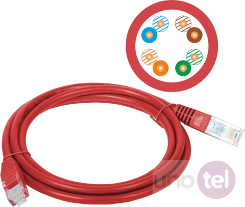 Patchcord UTP kat.5e PVC 0,5m czerwony ALANTEC KKU5CZER0.5