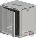 19'' 12U 600x500 wall-mounted rack cabinet, gray, glass door, FLAT PACK (for self-assembly) SW-12U-600-500-N-DSJ-OP-RP-B-S