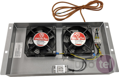Roof ventilation panel, 2 fans, thermostat, silver, for WireArte network cabinets Roof ventilation panel, 2 fans, thermostat, silver, for WireArte network cabinets