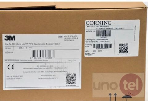 Everon® Copper Datacom U/UTP 200/24 cable Category 5e, PVC, Eca 4P, Grey reelex box 305m Everon® Copper Datacom U/UTP 200/24 cable Category 5e, PVC, Eca 4P, Grey reelex box 305m