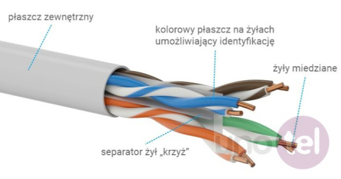 Skrętka U/UTP kat.6 powłoka PVC euroklasa Eca karton 305m KIU6PVC305 Skrętka U/UTP kat.6 powłoka PVC euroklasa Eca karton 305m KIU6PVC305