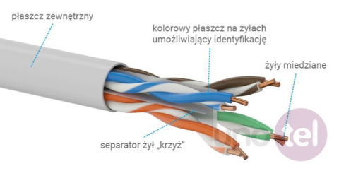 Skrętka U/UTP kat.6 powłoka PVC euroklasa Eca KIU6PVC305Q Skrętka U/UTP kat.6 powłoka PVC euroklasa Eca KIU6PVC305Q