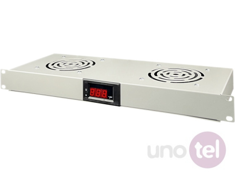 Panel wentylacyjny 19'' 1U, 2 wentylatory, termostat, kolor szary Panel wentylacyjny 19'' 1U, 2 wentylatory, termostat, kolor szary