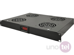 Panel wentylacyjny 19'' 1U, 4 wentylatory, termostat, kolor czarny