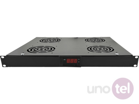 19'' 1U ventilation panel, 4 fans, thermostat, black 19'' 1U ventilation panel, 4 fans, thermostat, black