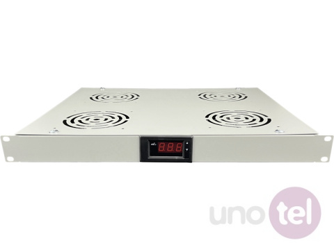 19'' 1U ventilation panel, 4 fans, thermostat, gray color 19'' 1U ventilation panel, 4 fans, thermostat, gray color
