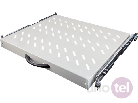Pull-out shelf 19'' 1U depth 370mm, grey color, 4 fixing points Pull-out shelf 19'' 1U depth 370mm, grey color, 4 fixing points