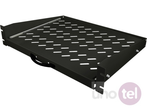 Pull-out shelf 19'' 2U depth 350mm, black color, 4 fixing points Pull-out shelf 19'' 2U depth 350mm, black color, 4 fixing points