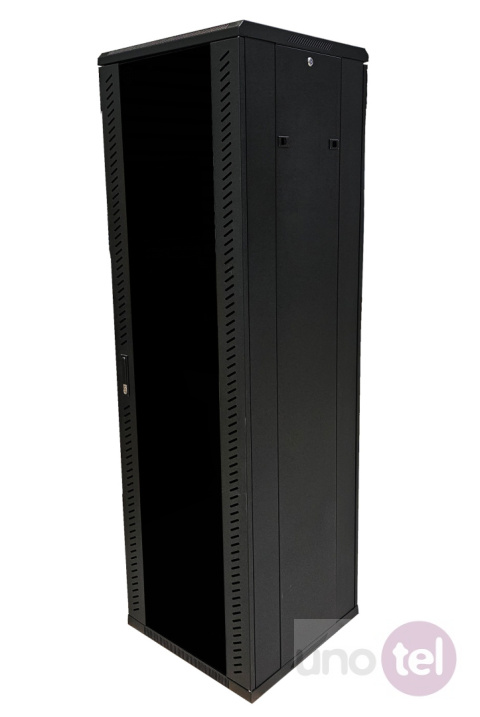 Szafa rack 19'' 22U 600x600 drzwi szklane przód, metalowe tył, czarna Szafa rack 19'' 22U 600x600 drzwi szklane przód, metalowe tył, czarna