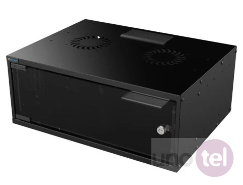 Szafa wisząca 19'' 4U 400mm czarna szklane drzwi MIRSAN Szafa wisząca 19'' 4U 400mm czarna szklane drzwi MIRSAN
