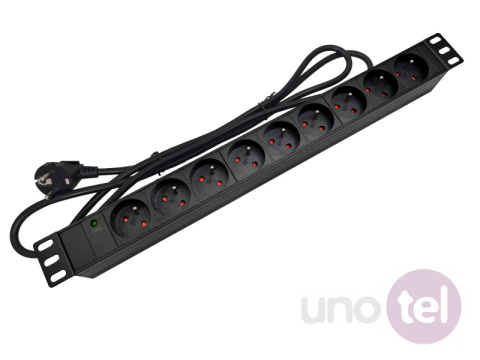Listwa zasilająca 19'' gniazdo 9 x CEE 7/5 wtyk CEE 7/7 z diodą LED PZ09 Listwa zasilająca 19'' gniazdo 9 x CEE 7/5 wtyk CEE 7/7 z diodą LED PZ09