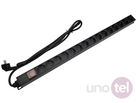 Listwa zasilająca pionowa 230V - 15 gniazd typu E - CEE 7/5, z wyłącznikiem LED Listwa zasilająca pionowa 230V - 15 gniazd typu E - CEE 7/5, z wyłącznikiem LED
