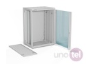 Szafa wisząca 19'' 18U 600x450, drzwi szklane, tył osłona pełna demontowalna, szara, Flat Pack SW-18U-600-450-01-SF
