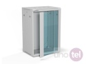 Szafa wisząca 19'' 18U 600x450, złożona, drzwi szklane, tył osłona pełna demontowalna, szara SW-18U-600-450-01-SA