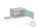 Szafa wisząca 19'' 6U 600x450, drzwi szklane, tył osłona pełna demontowalna, szara, Flat Pack SW-6U-600-450-01-SF