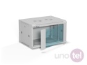 Szafa wisząca 19'' 6U 600x450, drzwi szklane, tył osłona pełna demontowalna, szara, Flat Pack SW-6U-600-450-01-SF