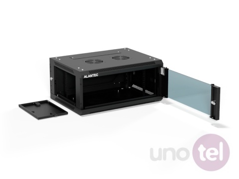 Szafa wisząca 19'' 4U 600x450, złożona, drzwi szklane, tył osłona pełna demontowalna, czarna SW-4U-600-450-01-CA