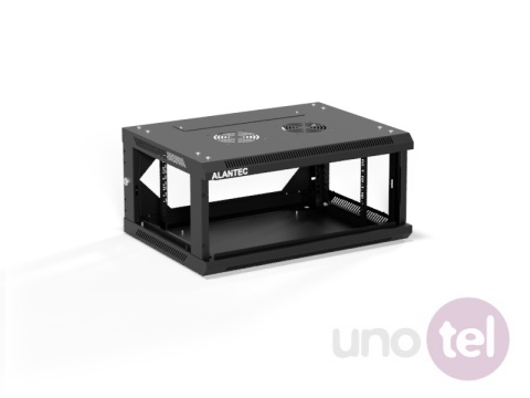 Szafa wisząca 19'' 4U 600x450, złożona, drzwi szklane, tył osłona pełna demontowalna, czarna SW-4U-600-450-01-CA