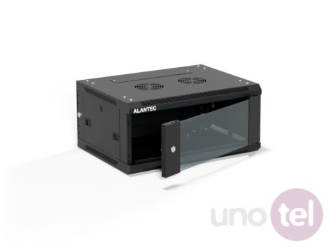 Szafa wisząca 19'' 4U 600x450, złożona, drzwi szklane, tył osłona pełna demontowalna, czarna SW-4U-600-450-01-CA