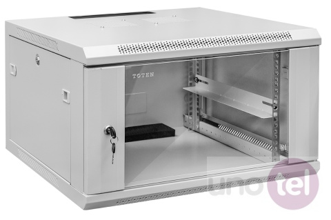 Szafa wisząca rack 19'' 9U 600x450 szara szklane drzwi Toten Szafa wisząca rack 19'' 9U 600x450 szara szklane drzwi Toten