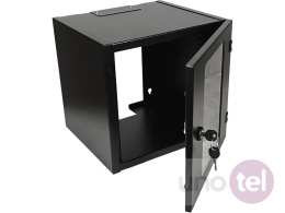 Szafa wisząca rack 10'' 6U 300mm drzwi szklane czarna ALANTEC SW-10-6U-300-N-DS-OS-C