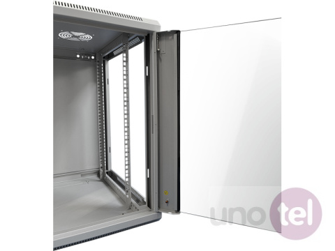 Szafa wisząca rack 19'' 12U 600x600 drzwi szklane kolor szary Szafa wisząca rack 19'' 12U 600x600 drzwi szklane kolor szary