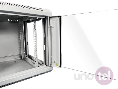 Szafa wisząca rack 19'' 6U 600x450 drzwi szklane kolor szary Szafa wisząca rack 19'' 6U 600x450 drzwi szklane kolor szary